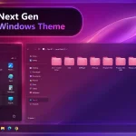 Next-Gen Windows 11 Theme with futuristic icons, taskbar, wallpaper, and modern desktop layout