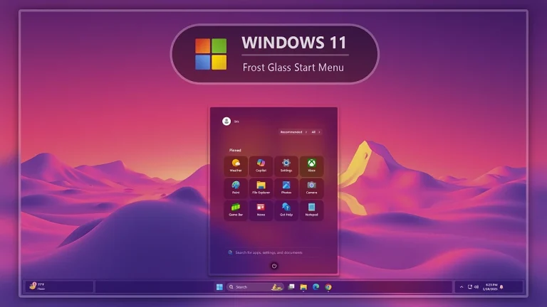 Windows Frost Glass Start Menu Style