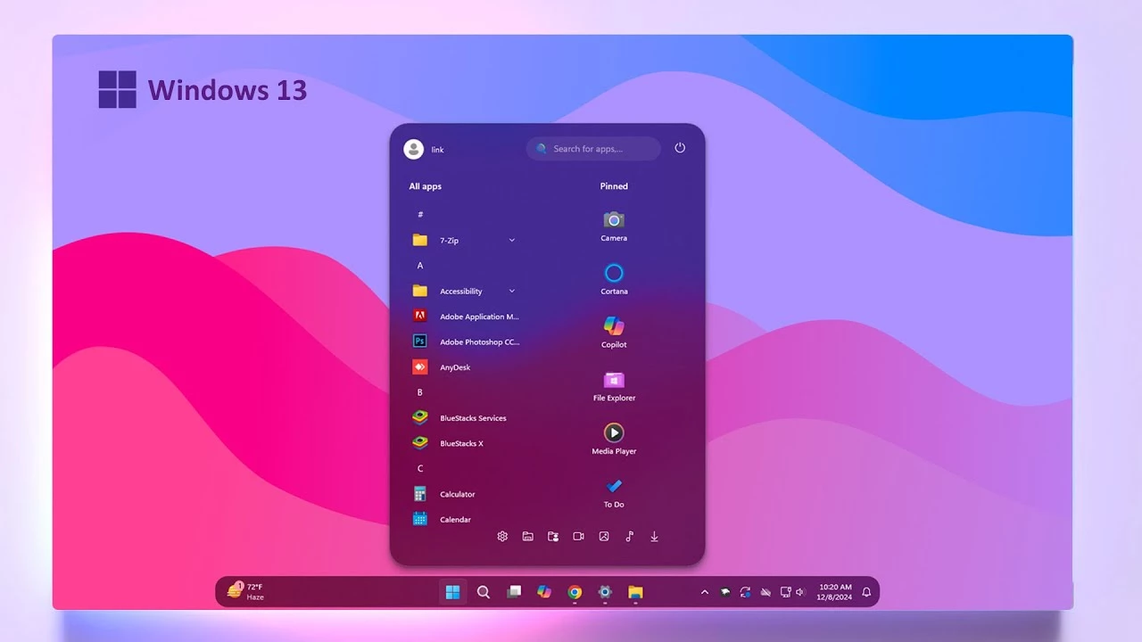 Windows 13 Minimal Start Menu