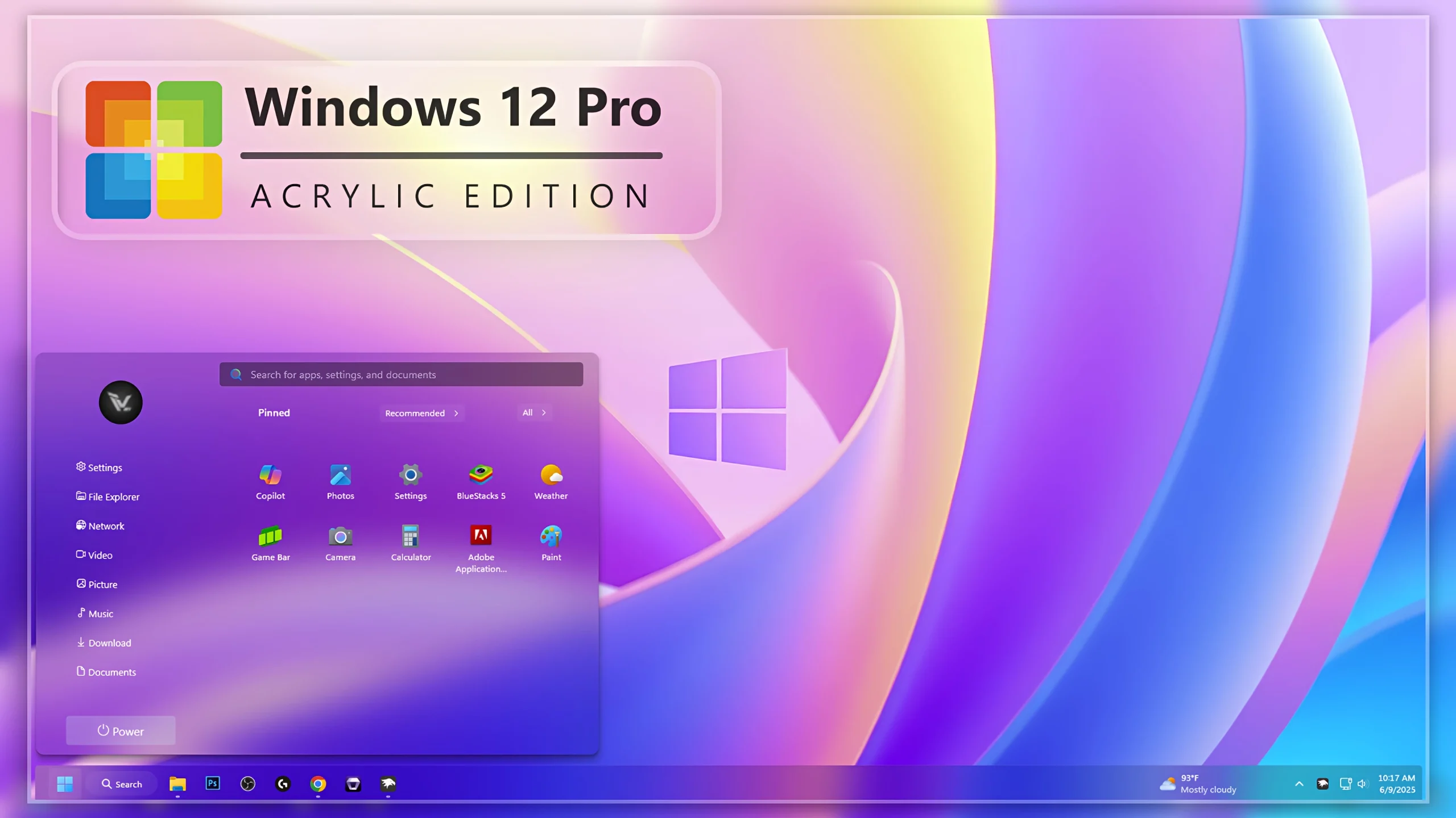 Windows 12 Acrylic Edition Start Menu 1 Windows 12 Acrylic Edition Start Menu