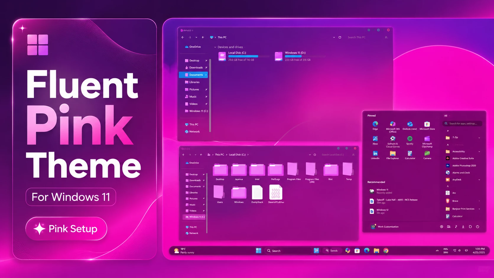 Fluent Pink Theme For windows 11 1 Fluent Pink Theme For windows 11