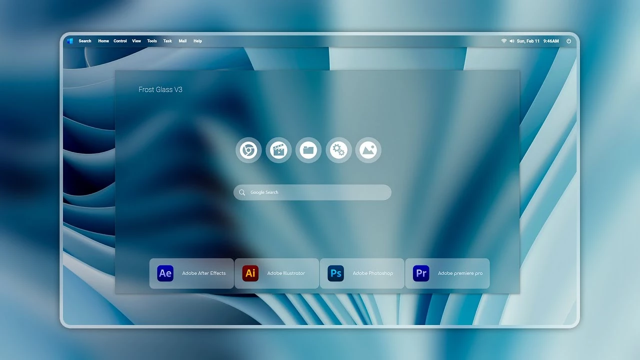 Frost Glass UI Rainmeter Skin 1 Frost Glass UI Rainmeter Skin