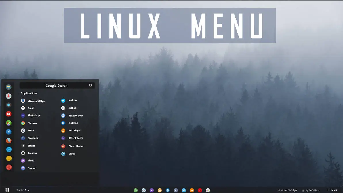 Linux Menu Black Rainmeter Skin 1 Linux Menu Black Rainmeter Skin