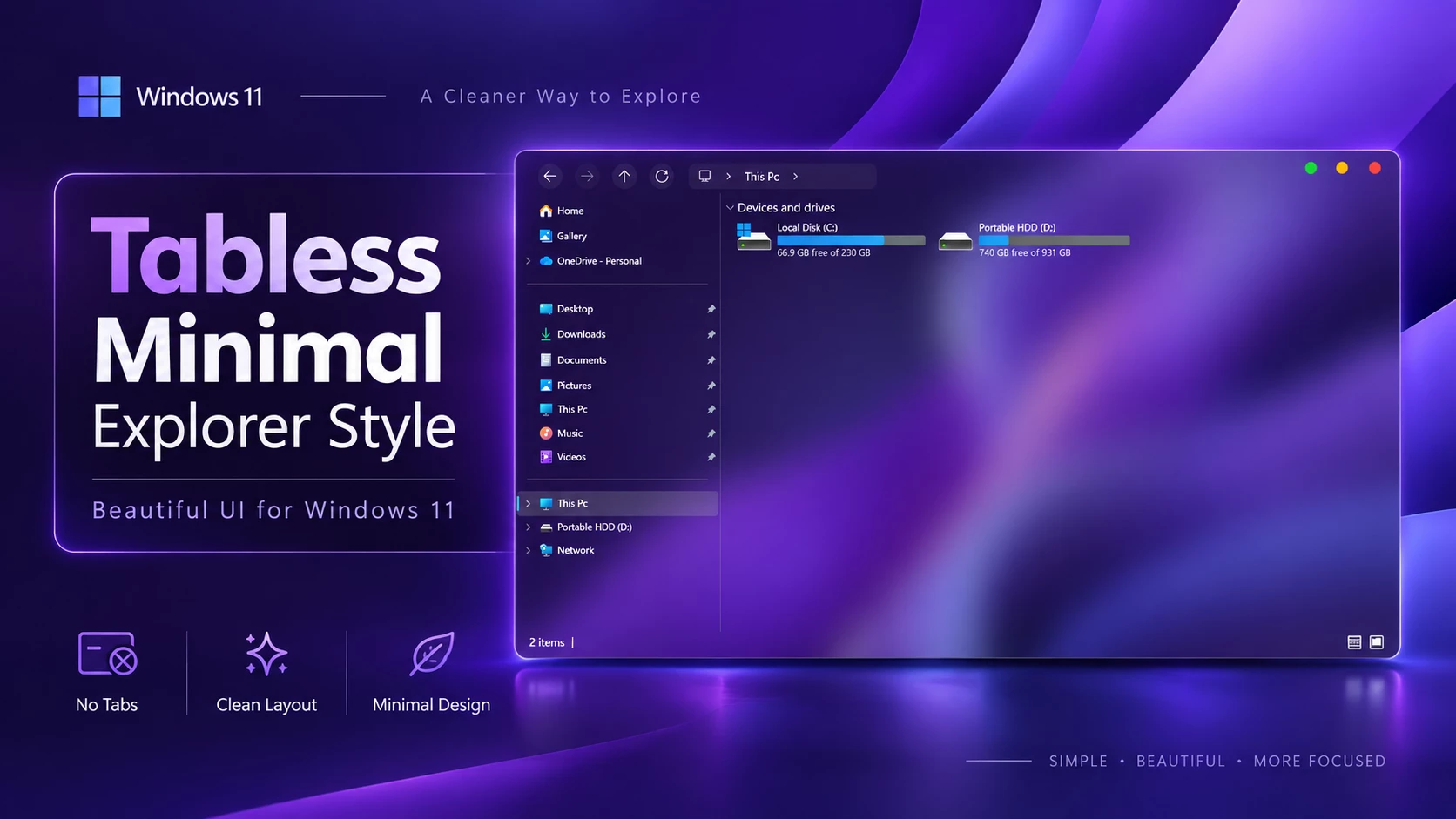 Tabless Minimal Explorer Style for Windows 11 1 Tabless Minimal Explorer Style for Windows 11