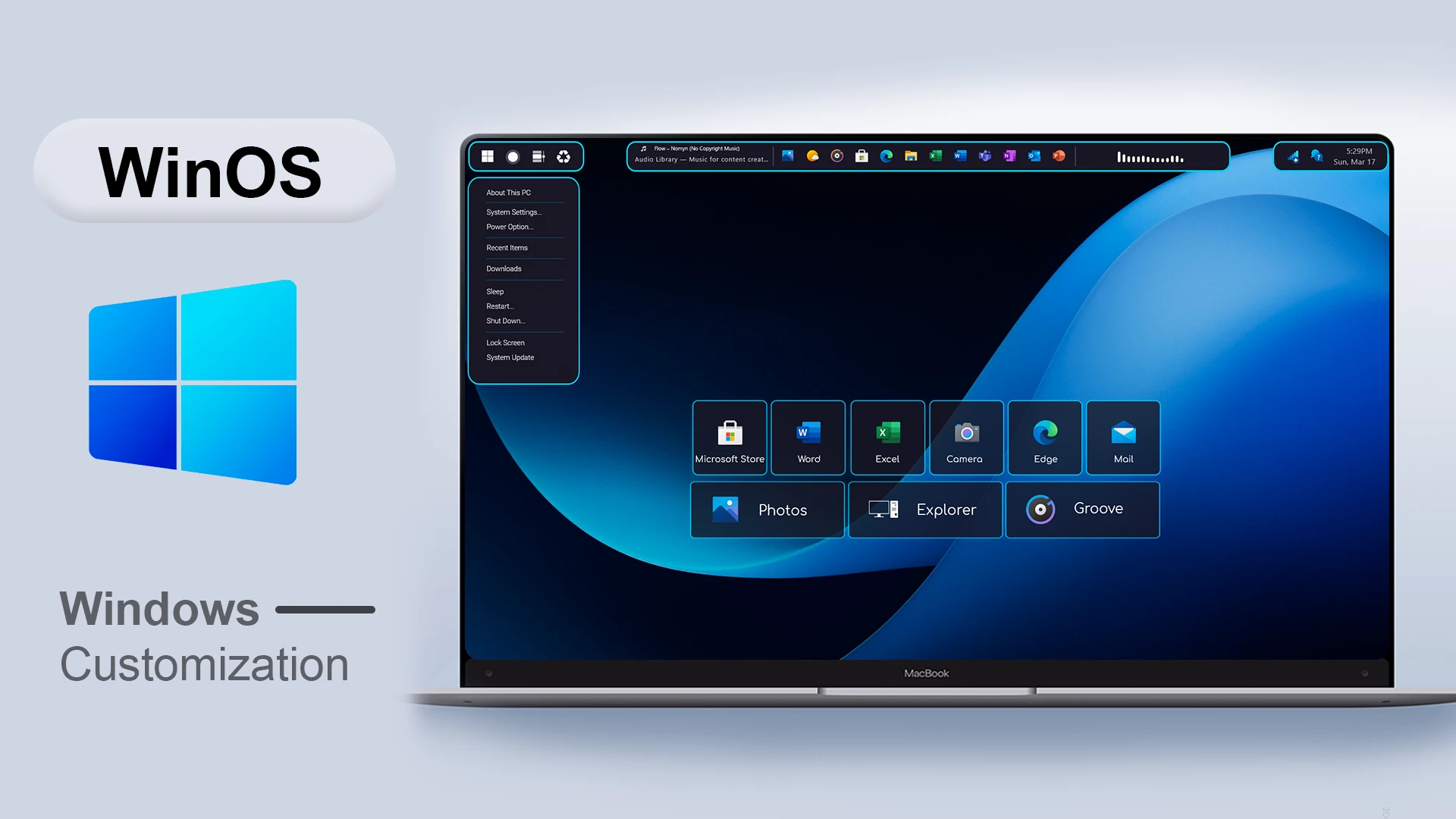 WinOS Menu Rainmeter Skin 1 WinOS Menu Rainmeter Skin