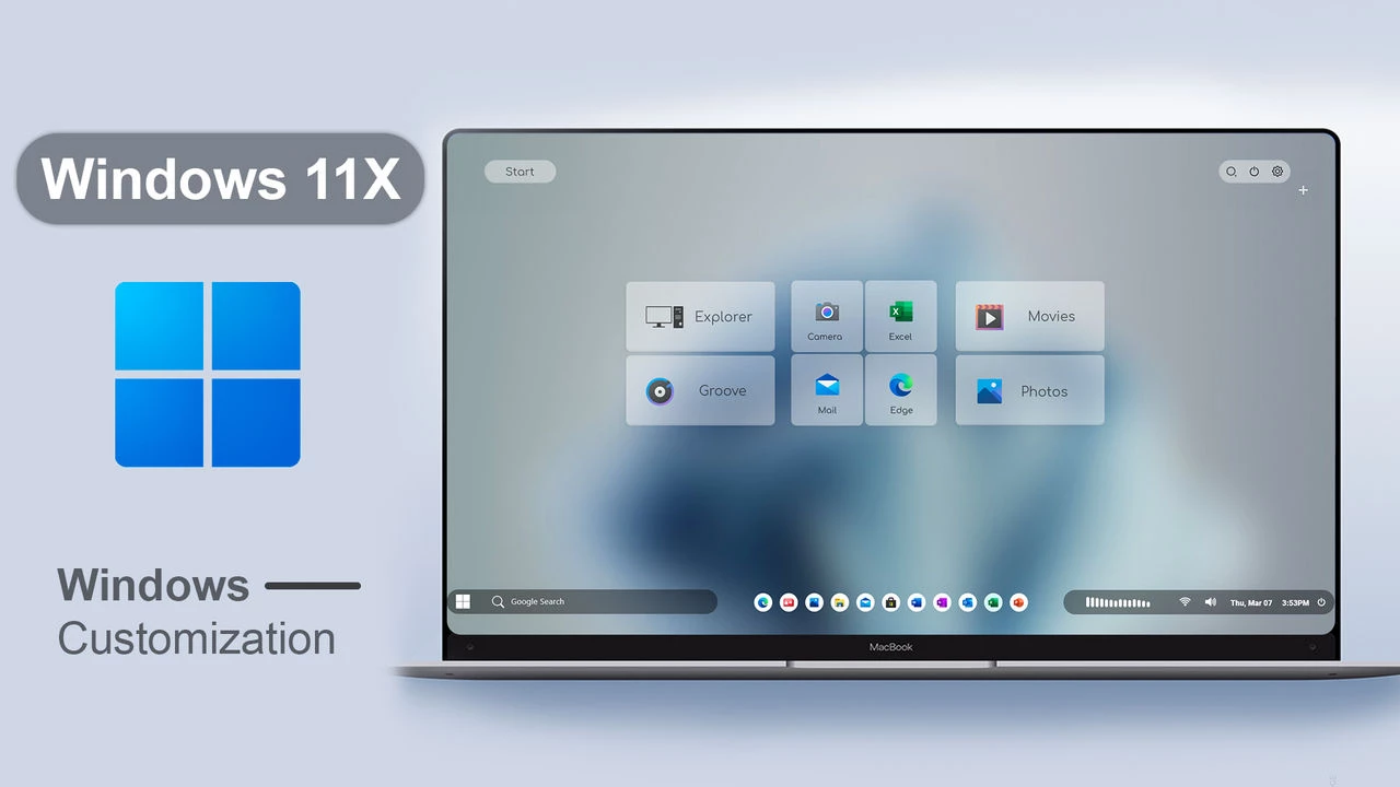 Windows 11X Rainmeter Skin 1 Windows 11X Rainmeter Skin