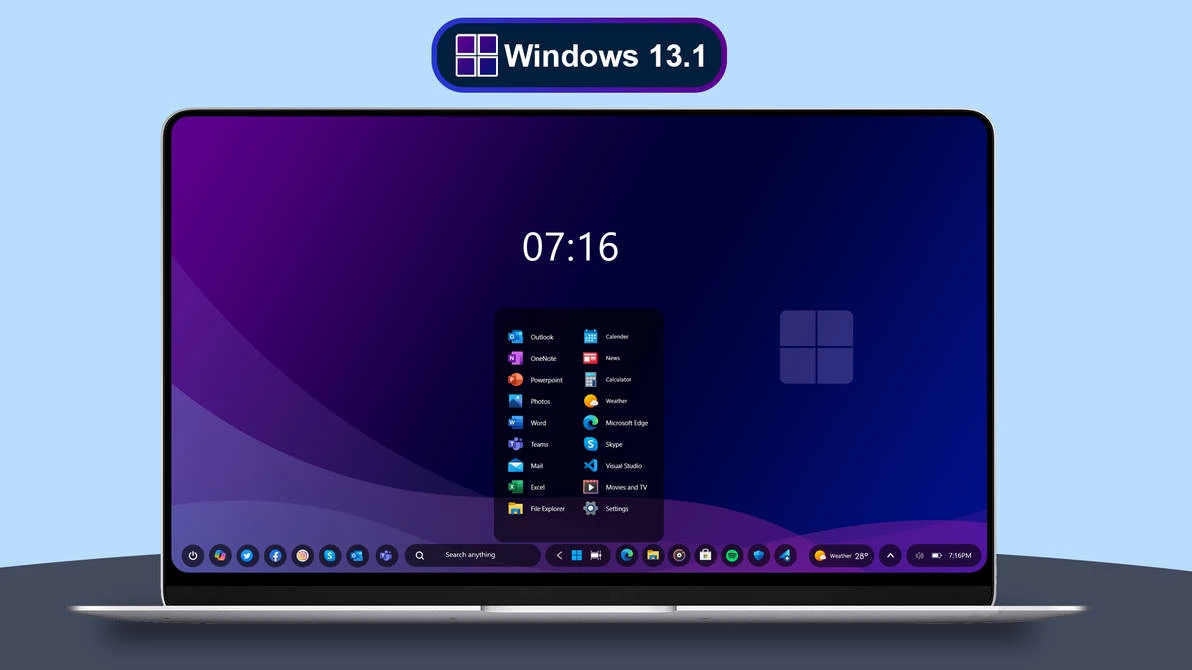 Windows 13 Dark Rainmeter Skin 1 Windows 13 Rainmeter Skin