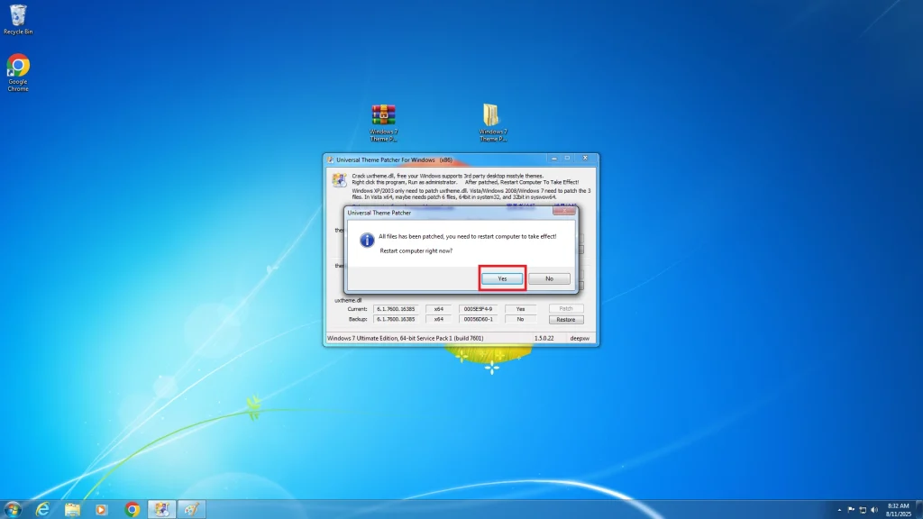 How to Patch Windows 7 For Using Custom Theme 7 6