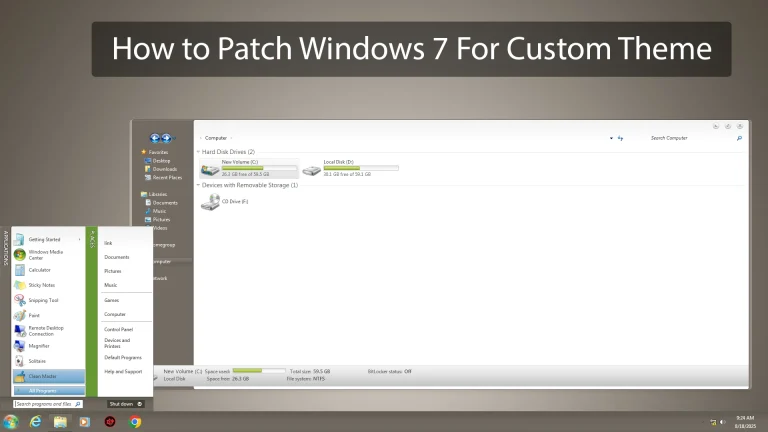 How to Patch Windows 7 For Using Custom Theme