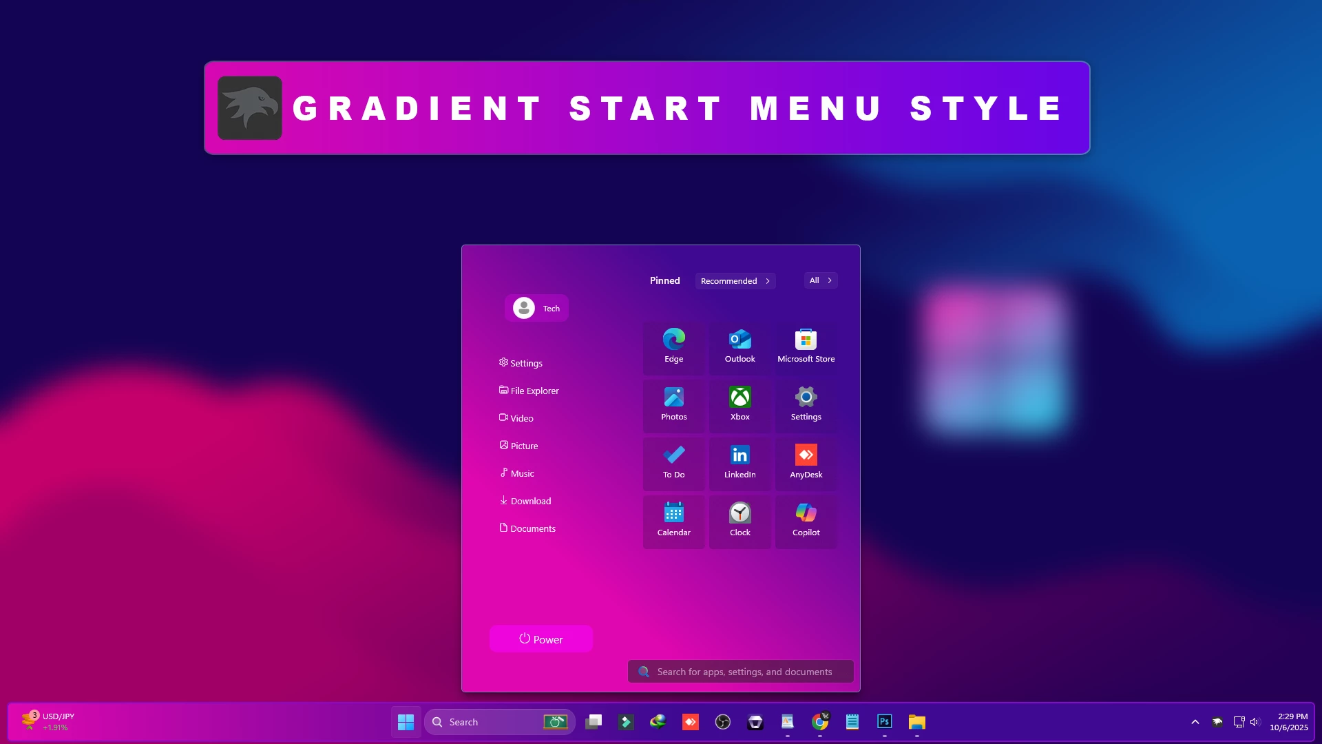 Gradient Start Menu Style
