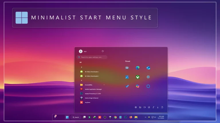 Minimal Start Menu Style 11 Minimal Start Menu Style