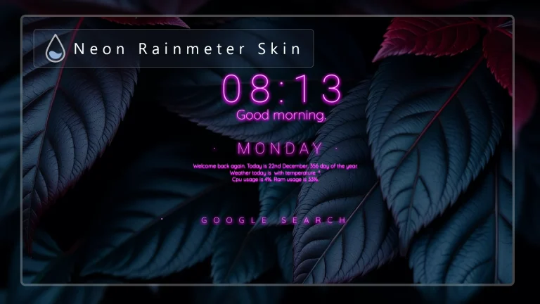 Neon Rainmeter Skin For Windows