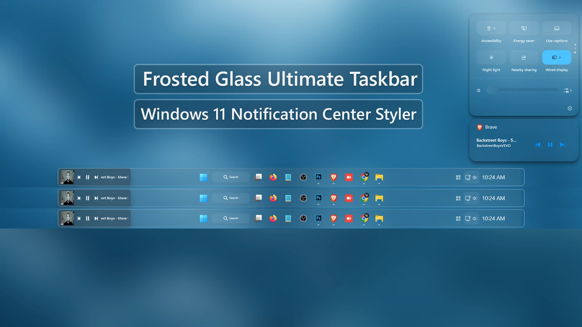 Frosted Glass Ultimate Taskbar & Notification Center Styler 1 Frosted Glass Ultimate Taskbar & Notification Center Styler