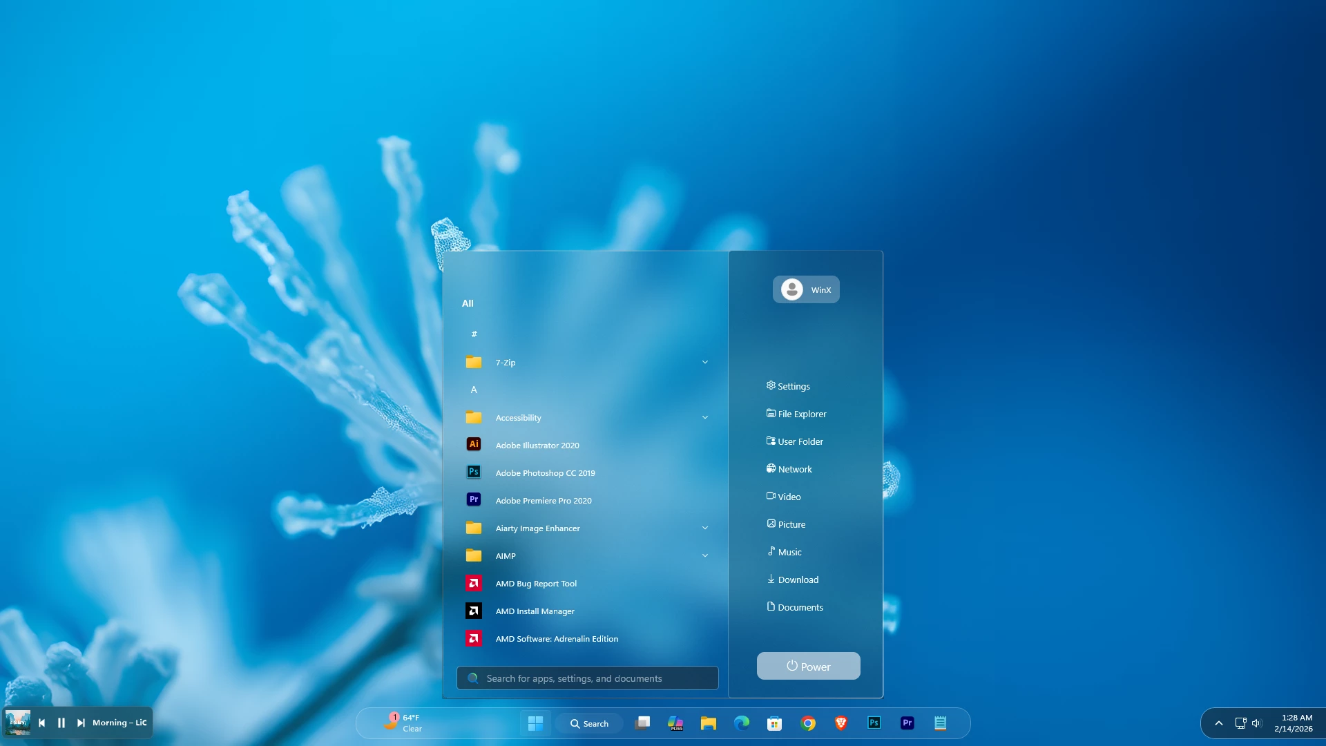 Nova Glass Start Menu Style for Windhawk (Windows 11)