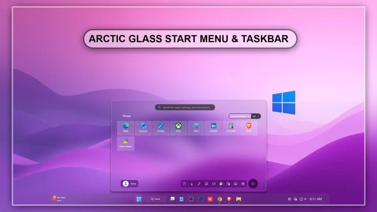 Arctic Glass Start Menu & Taskbar Style (Windhawk)