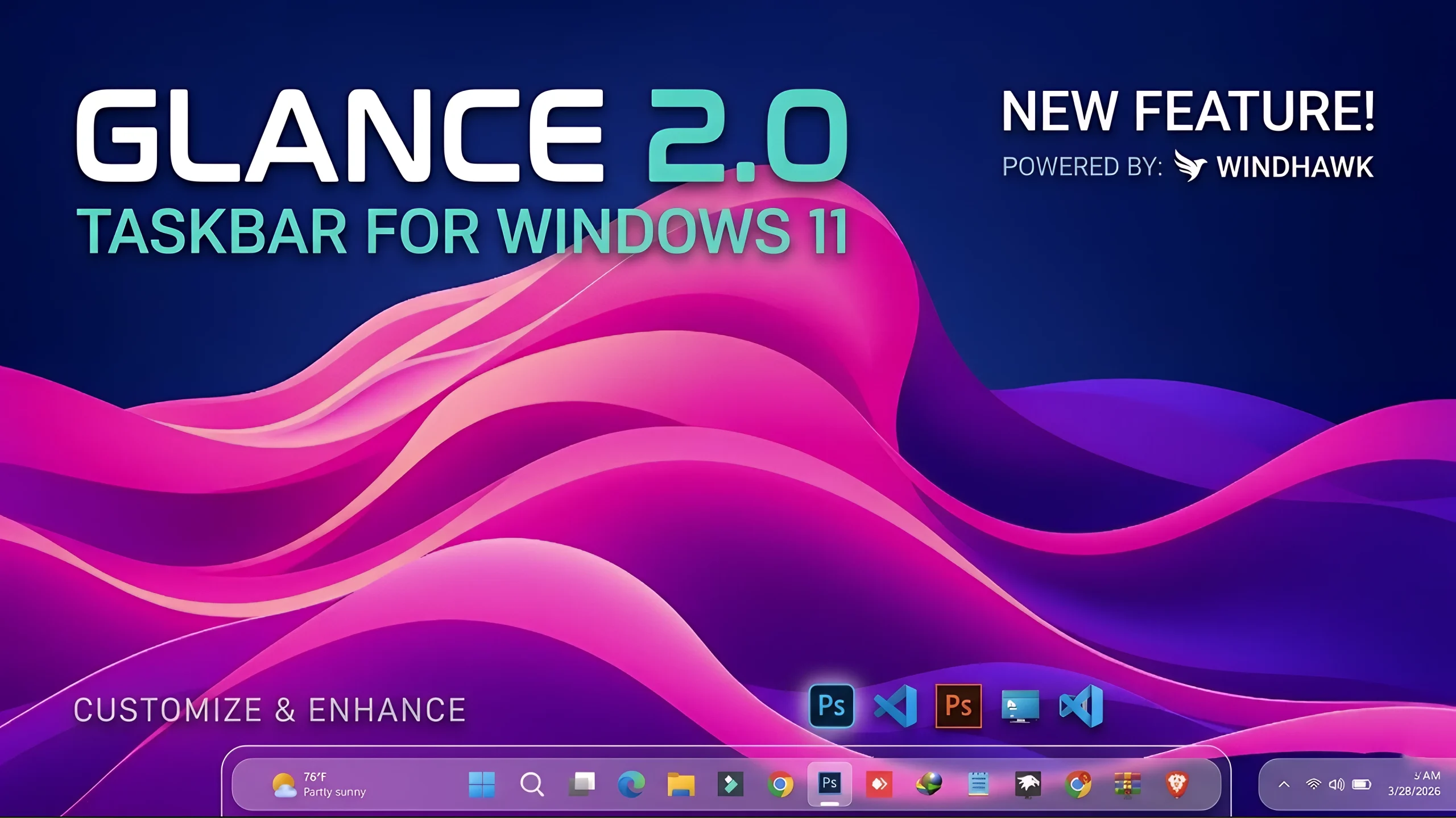 Glance 2.0 Taskbar Style (Windhawk) – Modern Windows Taskbar Customization 1 Glance 2.0 Taskbar Style (Windhawk) – Modern Windows Taskbar Customization