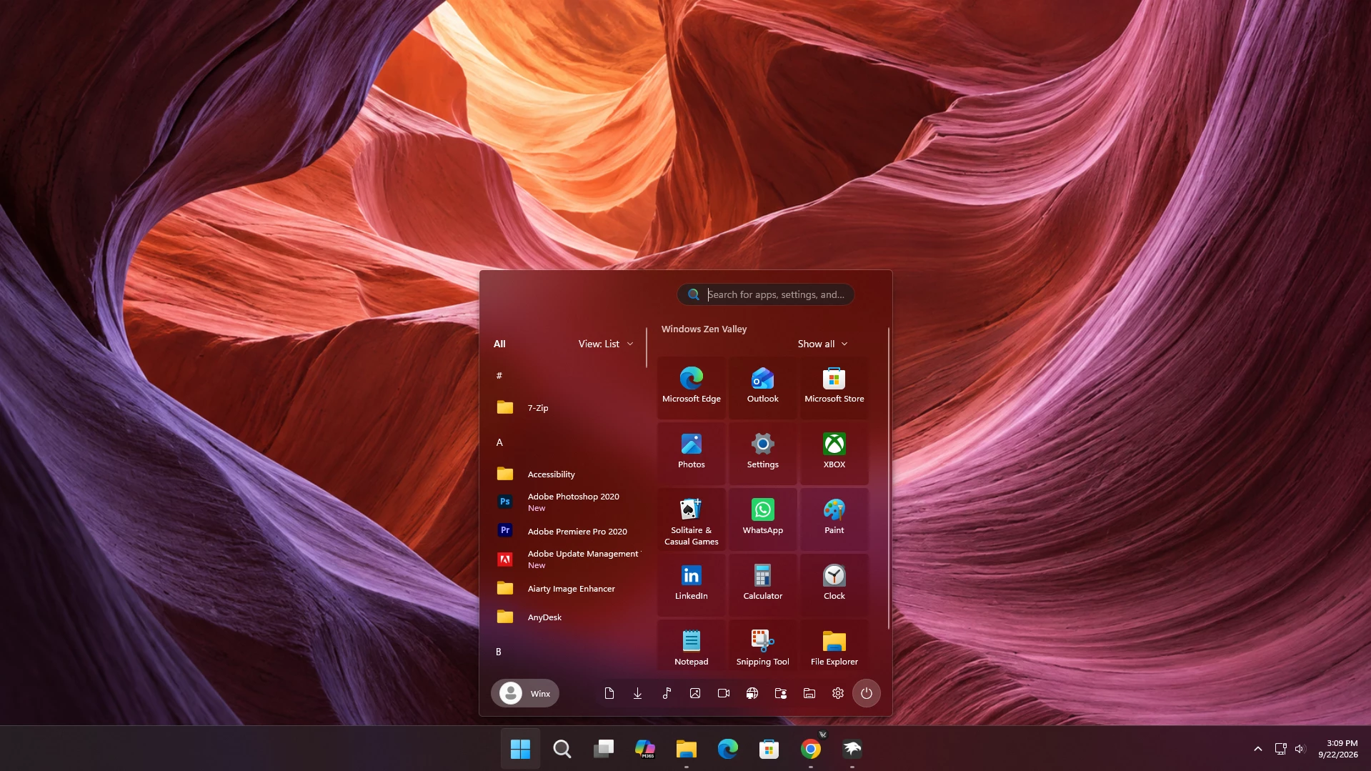 Zen Valley Start Menu Style for Windows 11 3 Link Vegas Screenshot 2