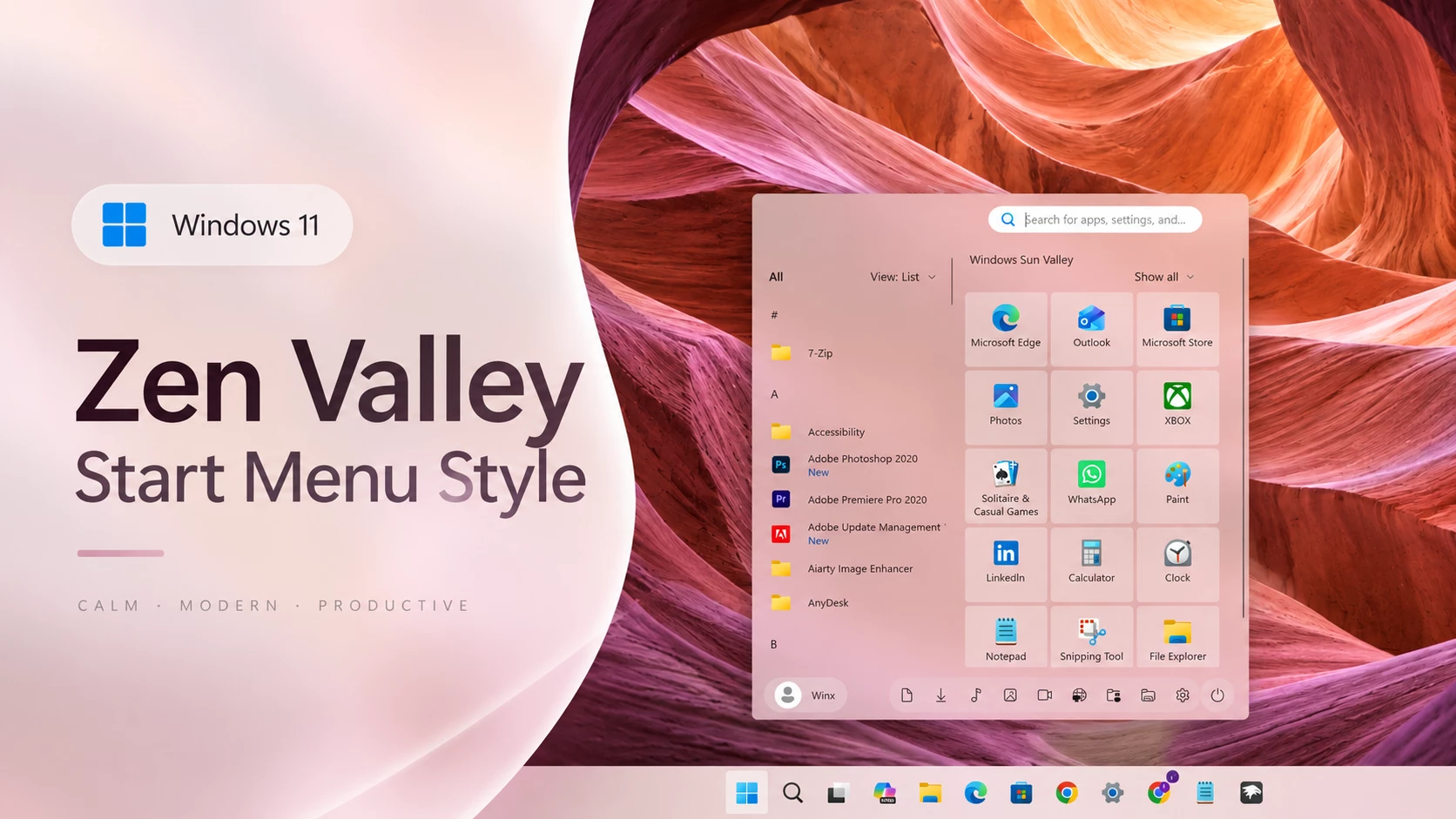 Zen Valley Start Menu Style for Windows 11 1 Zen Valley Start Menu Style for Windows 11