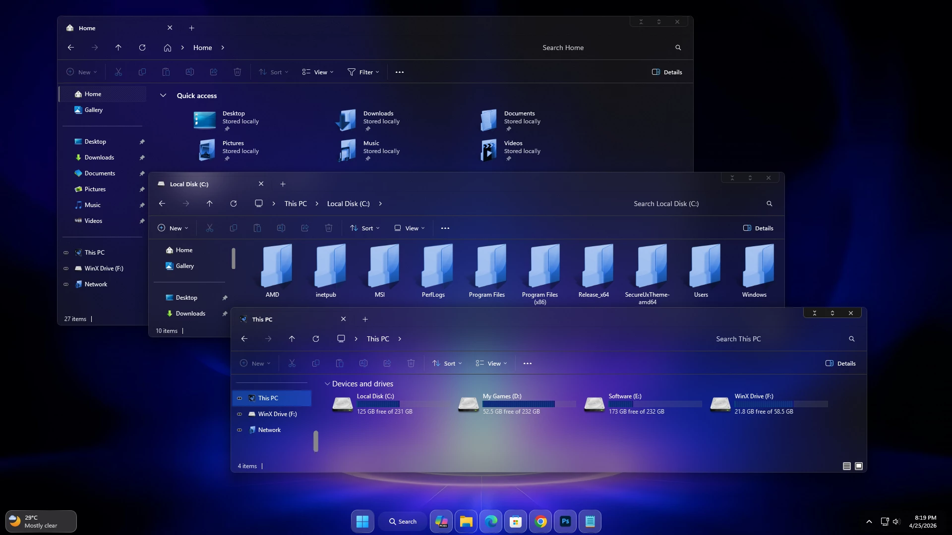 Nova Theme For Windows 11 dark blue File Explorer customization with modern UI and dock style taskbar