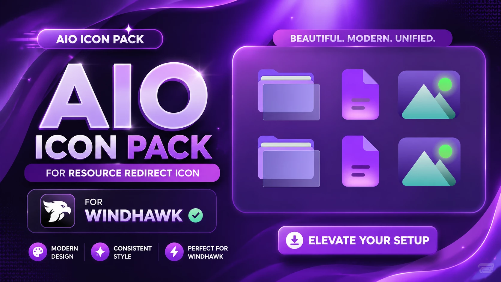 AIO Icon Pack Resource Redirect modern Windhawk icon customization preview