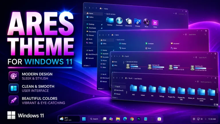 Ares Theme For Windows 11 - Stunning Glass UI