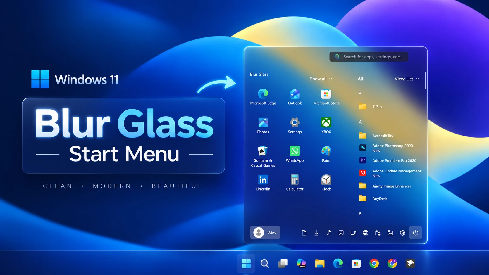 Ultimate Blur Glass Start Menu Style For Windows 11
