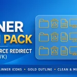Linner Icon Pack for Windhawk Resource Redirect featuring elegant golden outline icons, dark glass File Explorer theme, custom Windows 11 folders, drives, and luxury desktop customization setup.