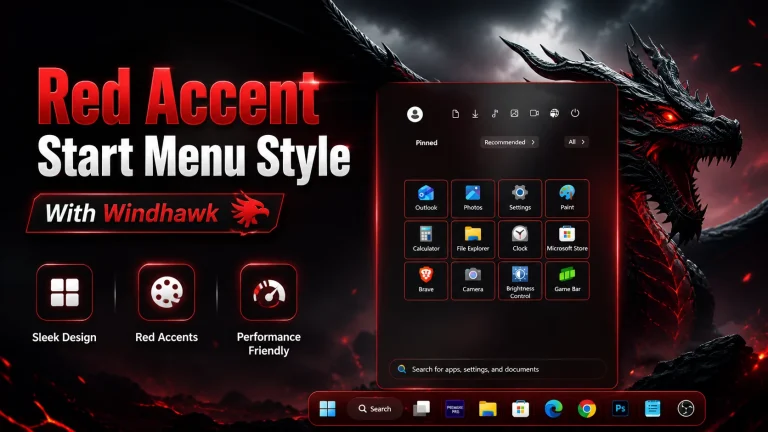 Red Accent Start Menu Style With Windhawk Windows 11 customization