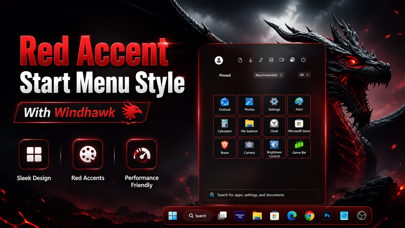 Red Accent Start Menu Style With Windhawk Windows 11 customization
