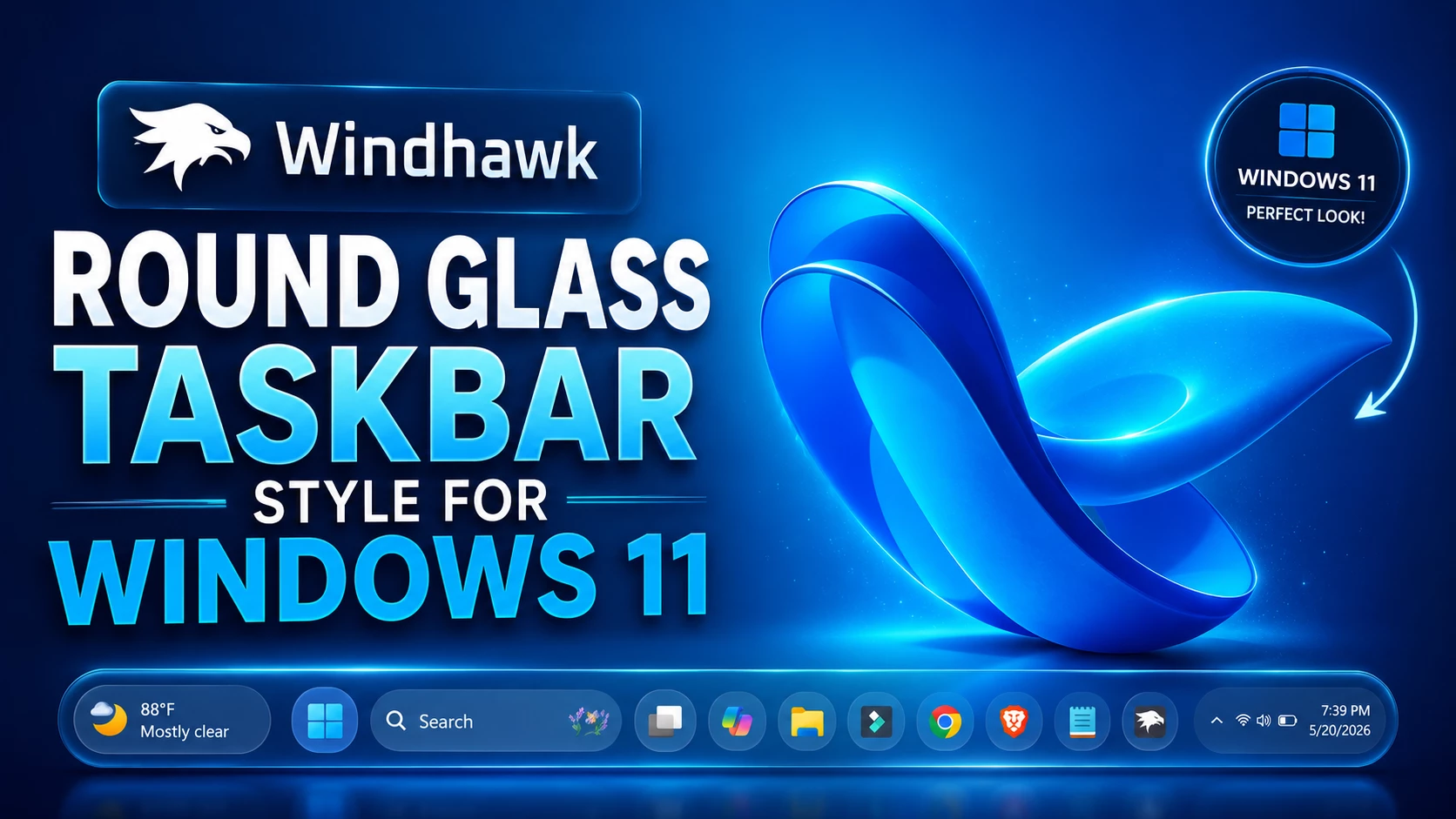 New Round Glass Taskbar Style For Windows 11 1 Round Glass Taskbar Style For Windows 11