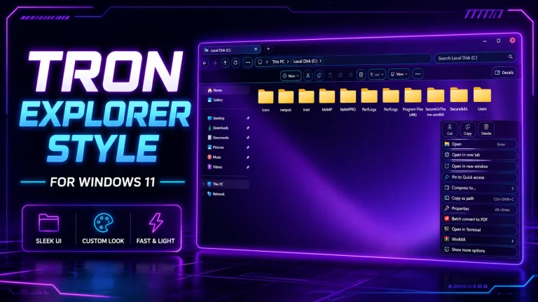 Tron Explorer Style For Windows 11 2 Tron Explorer Style For Windows 11 Using Windhawk futuristic desktop customization