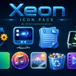 Xeon Icon Pack For Windows 11 Windhawk modern glossy icon customization pack with colorful futuristic desktop icons