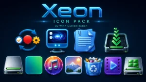 Xeon Icon Pack For Windows 11 Windhawk modern glossy icon customization pack with colorful futuristic desktop icons