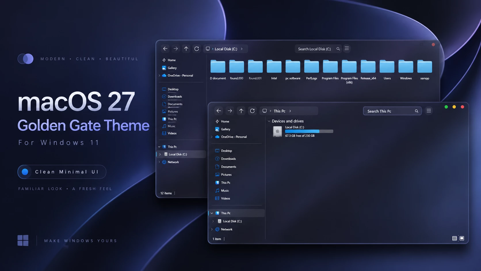 macOS 27 Golden Gate Theme For Windows 11