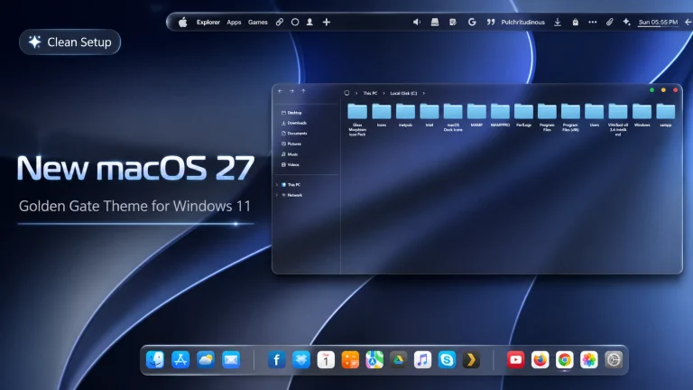 macOS 27 Golden Gate Theme For Windows 11 8 macOS 27 Golden Gate Theme For Windows 11 modern desktop customization preview with clean macOS-inspired interface and smooth UI design