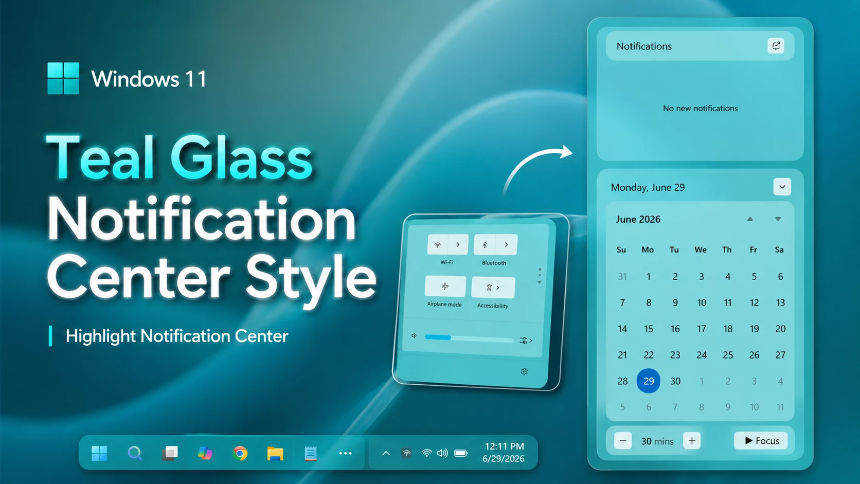 teal glas notification center style