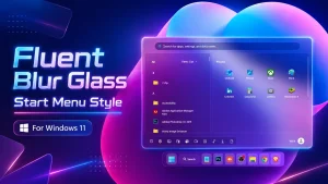 Fluent Blur Glass Start Menu Style For Windows 11 preview using Windhawk Start Menu Styler