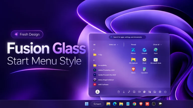 Fusion Glass Start Menu Style for Windows 11