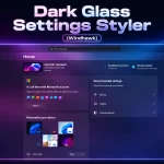 Dark Glass Settings Styler preview for Windows 11 Settings app using Windhawk