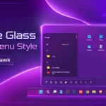 Purple Glass Start Menu Style preview for Windows 11 using Windhawk Start Menu Styler