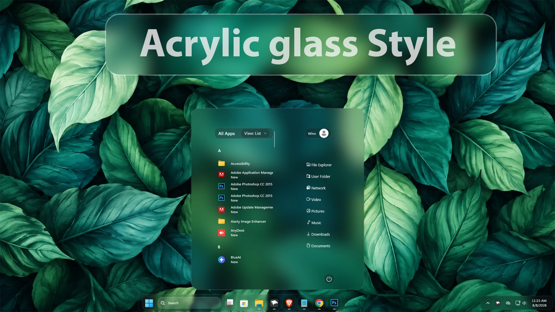 Glassify Your Windows 11 Start Menu – Liquid, Acrylic & Frosted Glass Styles 3 Acrylic Glass Start Menu Style
