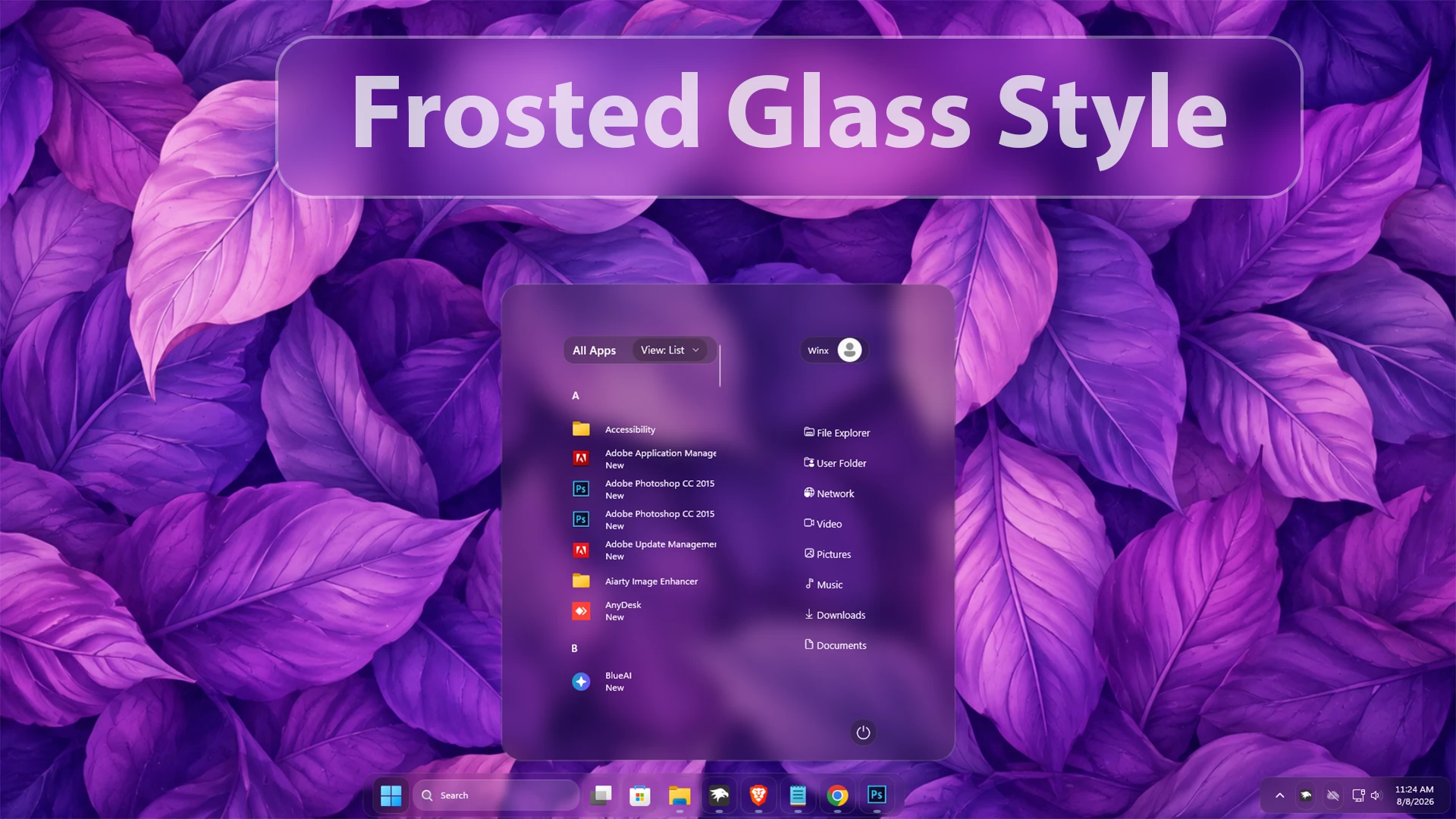 Glassify Your Windows 11 Start Menu – Liquid, Acrylic & Frosted Glass Styles 4 Frosted Glass Start Menu Style