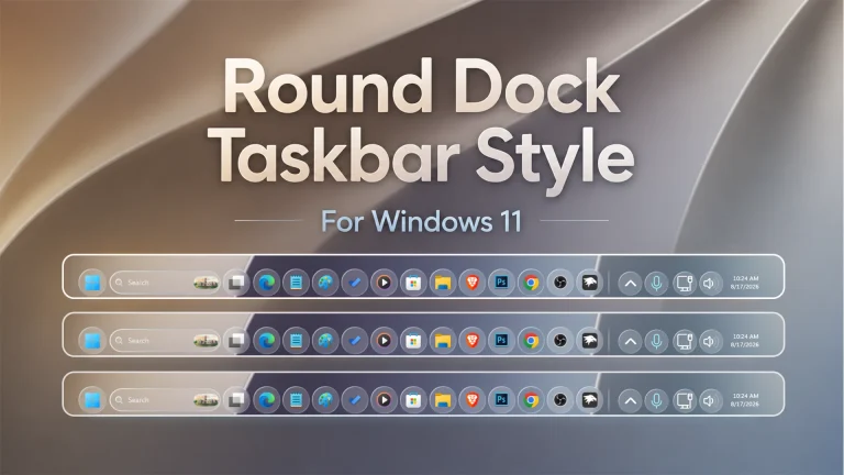 Round Dock Taskbar Style For Windows 11