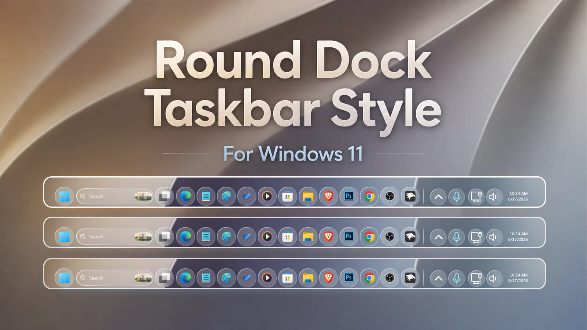 Round Dock Taskbar Style For Windows 11 1 Round Dock Taskbar Style For Windows 11