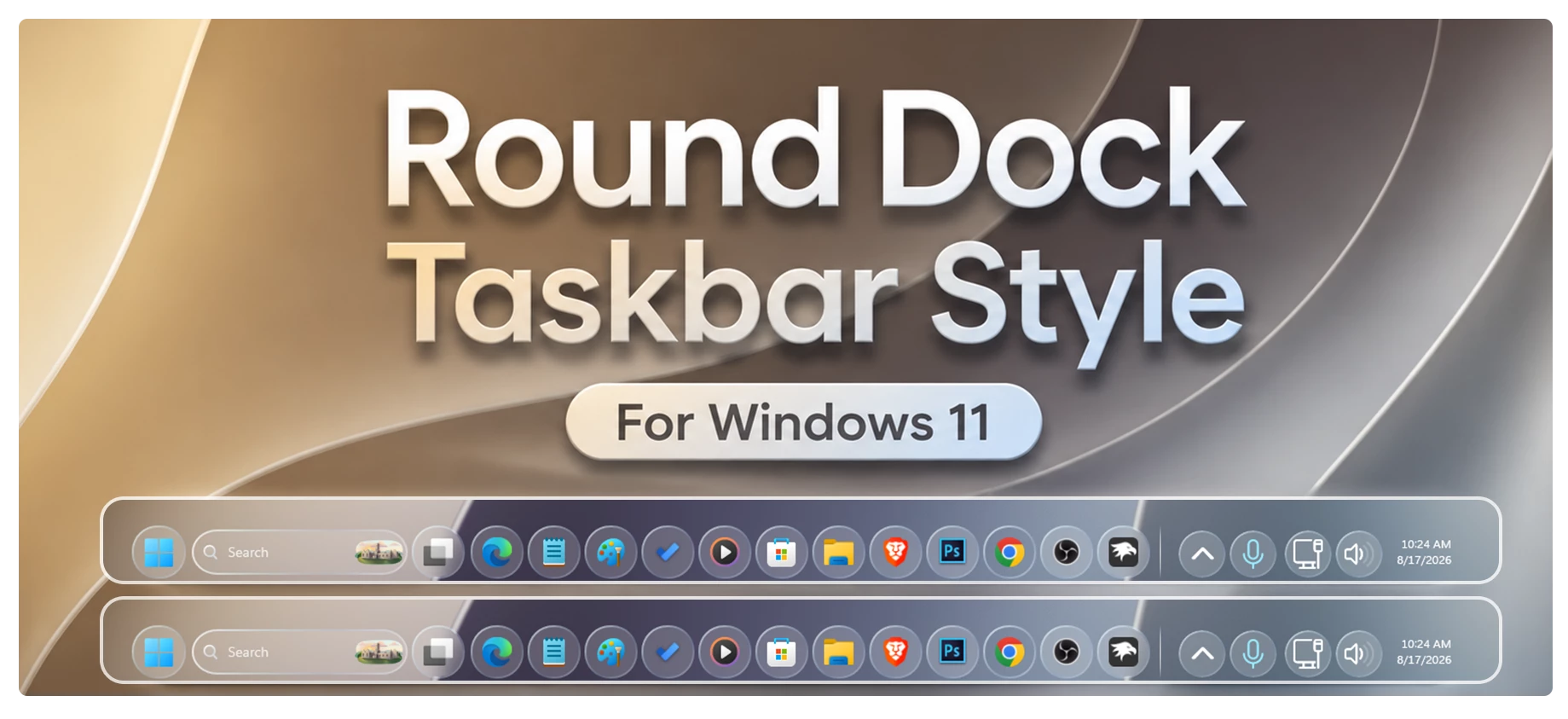 Round Dock Taskbar Style For Windows 11 2 Round Dock Taskbar Style For Windows