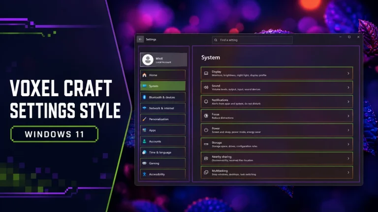 Voxel Craft Inspired Settings Style for Windows 11 10 Voxel Craft Inspired Settings Style for Windows 11