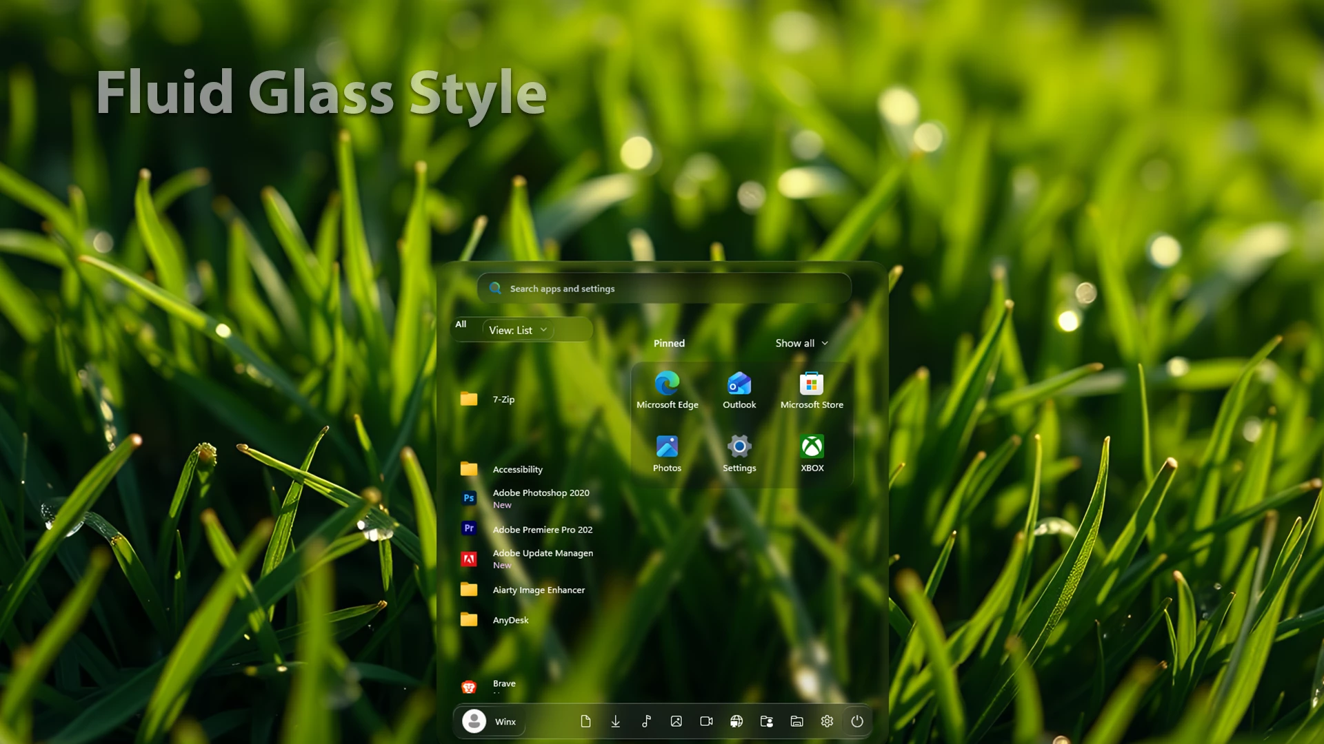 Fluid Glass Start Menu Styles For Windows 11 2 Main Fluid Glass Style