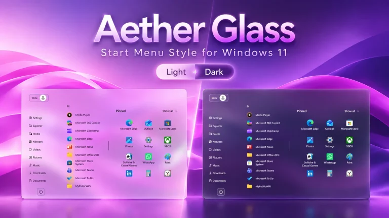 Aether Glass Start Menu Style For Windows 11