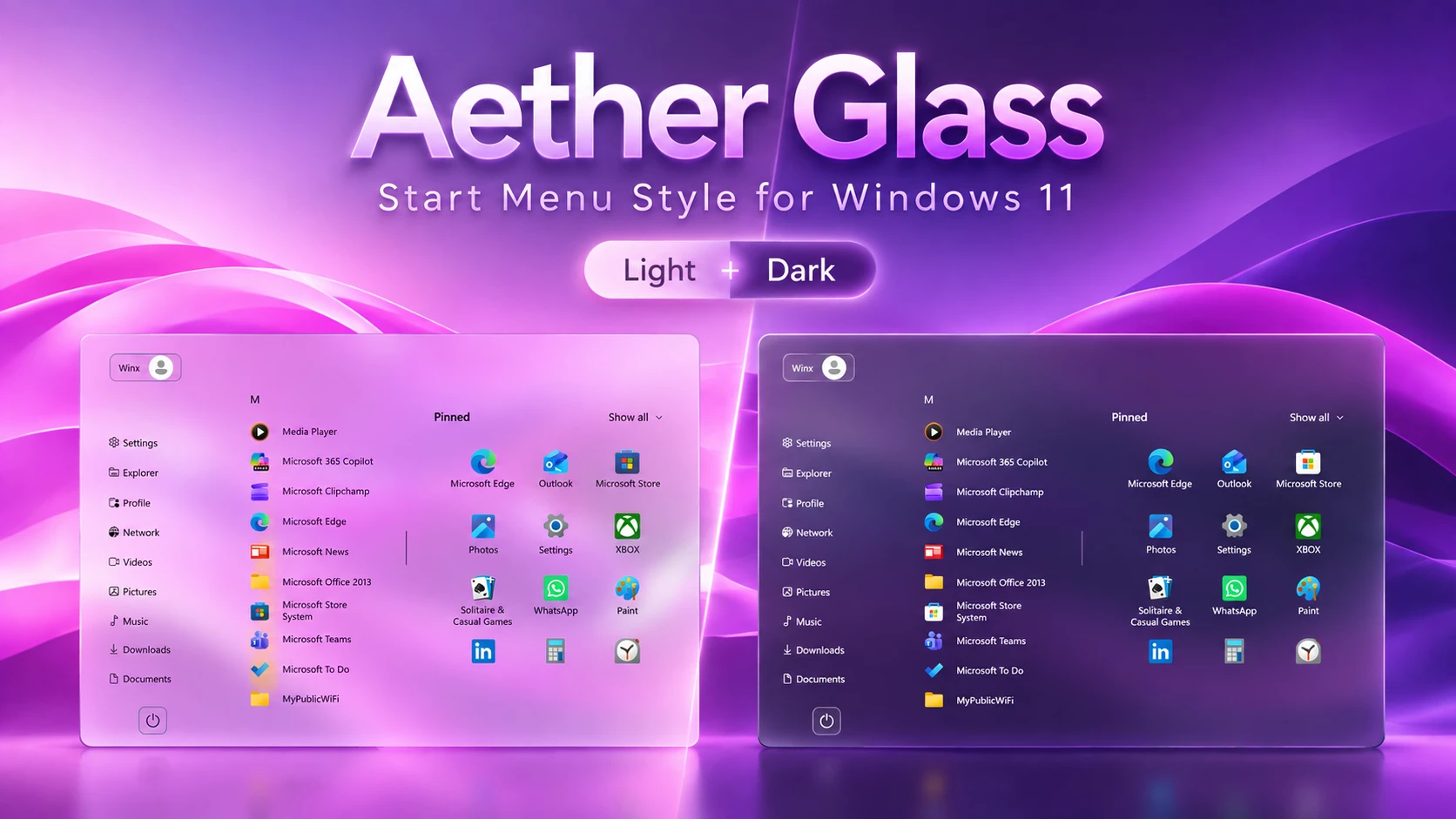 Aether Glass Start Menu Style For Windows 11 1 Aether Glass Start Menu Style For Windows 11